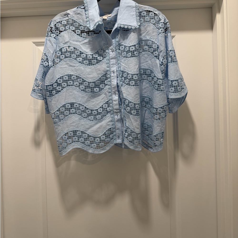 Ultra Pink Light Blue Lace Shirt